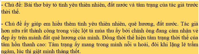 Nêu chủ đề của bài thơ Thu điếu