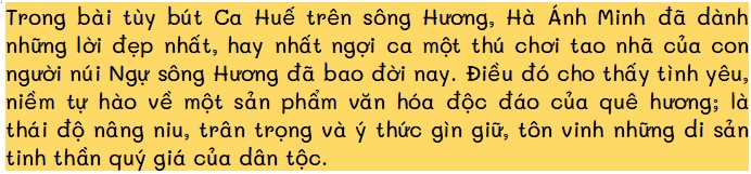 Nhận xét về tình cảm tác giả dành cho ca Huế, xứ Huế