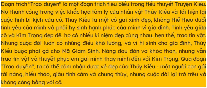 Đoạn văn cảm nghĩ về nhân vật Thuý Kiều qua đoạn trích Trao duyên