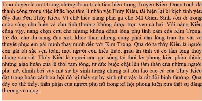 Nêu cảm nghĩ của em về nhân vật Thúy Kiều qua đoạn trích Trao duyên