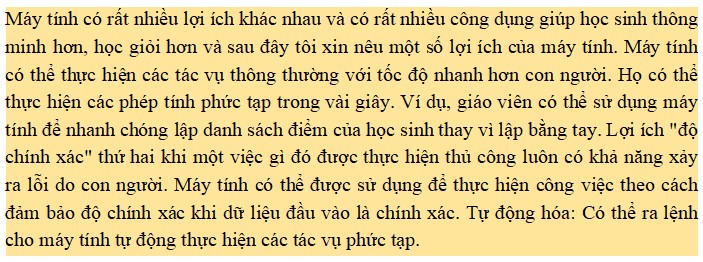 Đoạn văn 6-8 câu về vai trò của máy vi tính đối với cuộc sống