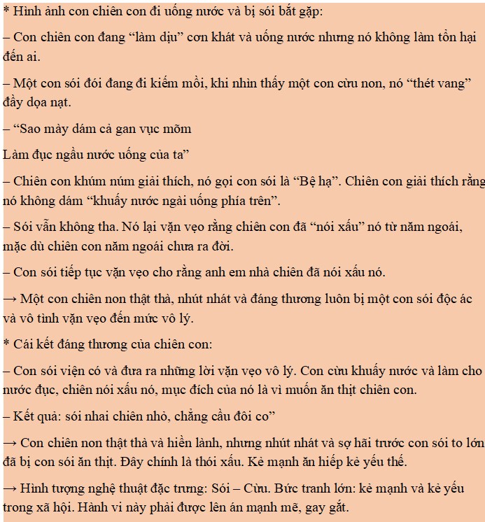 Dàn ý phân tích tác phẩm Chó sói và chiên con