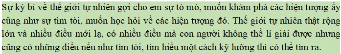 Sự kì bí của thế giới tự nhiên gợi cho em những suy nghĩ gì?