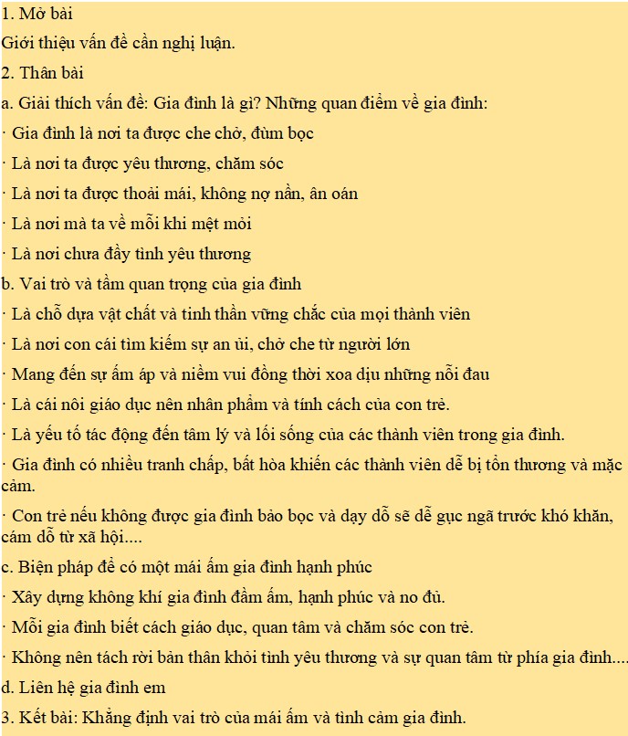 Dàn ý về vai trò của gia đình trong cuộc sống của mỗi chúng ta