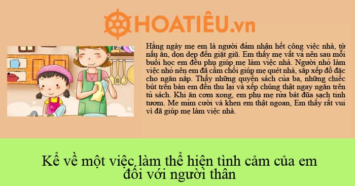 Kể về một việc làm thể hiện tình cảm của em với mẹ