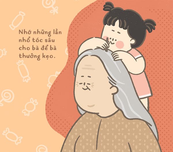 Việc làm thể hiện tình cảm của em với bà yêu