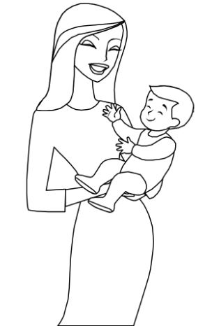 Tranh tô màu 20/10 mẹ và bé