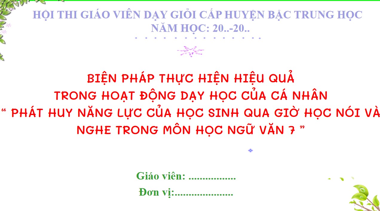 Báo cáo SKKN ngữ văn 7 PPt