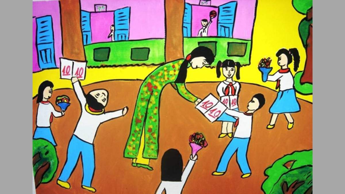 vẽ tranh 20/10 tặng cô