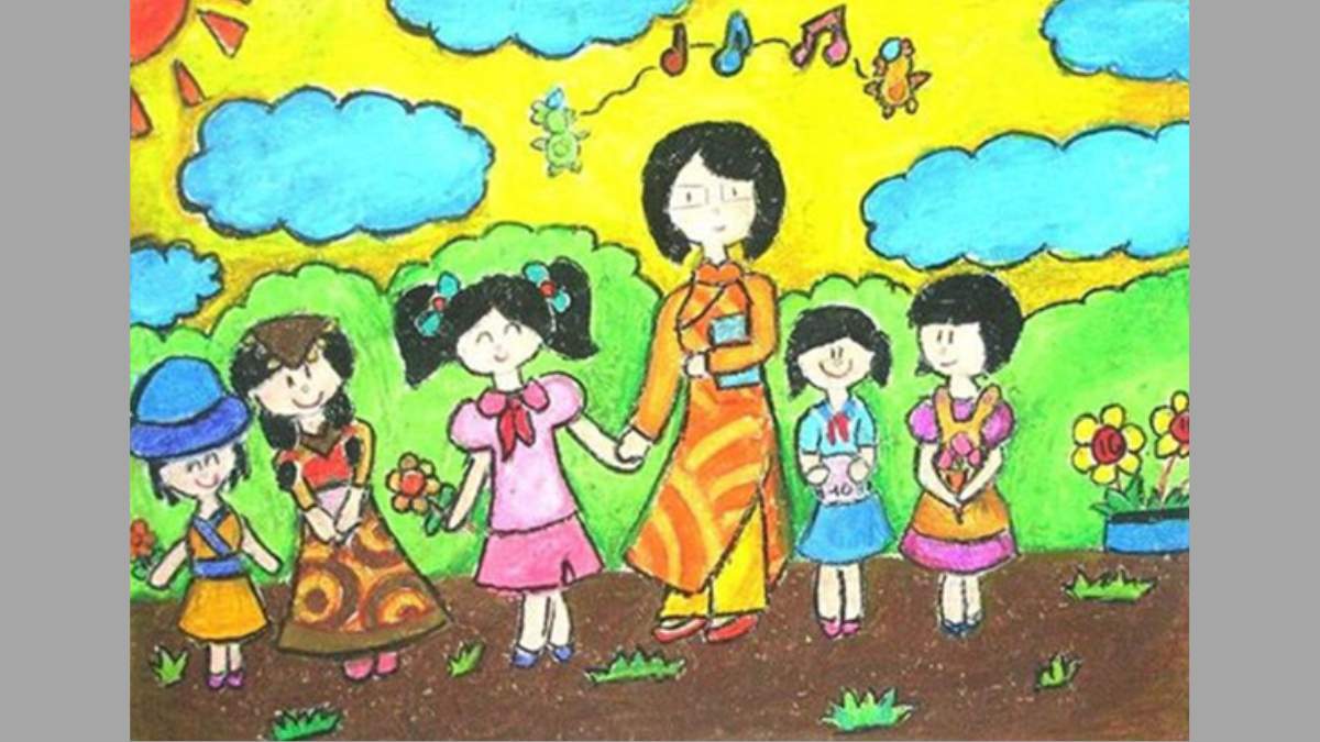 vẽ tranh 20/10 tặng cô