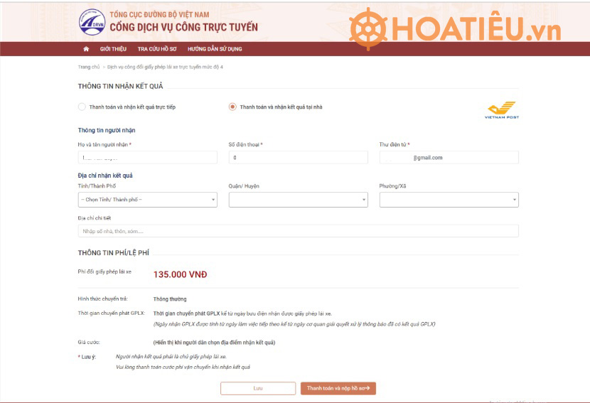 Hướng dẫn đổi giấy phép lái xe qua mạng