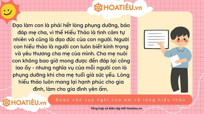 Đoạn văn suy nghĩ của em về lòng hiếu thảo hay
