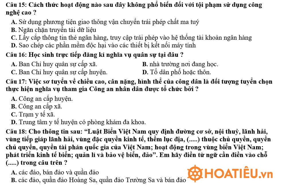 Đề kiểm tra GDQP - AN giữa kỳ 1 lớp 11 sách Cánh Diều năm học 2023 - 2024