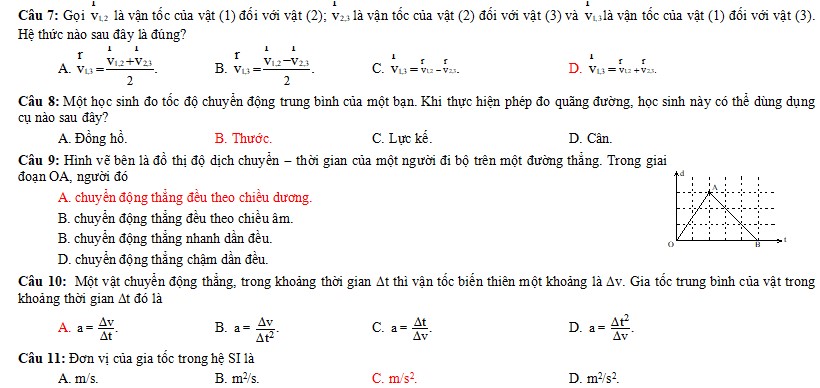 Đề thi giữa kì 1 Vật lí 10 KNTT