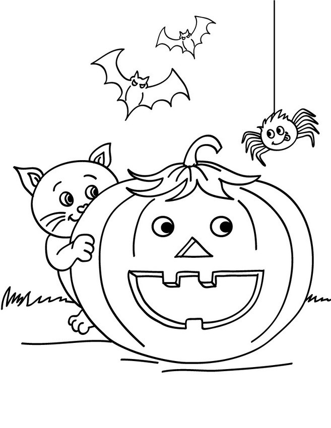 Tranh tô màu Halloween cute