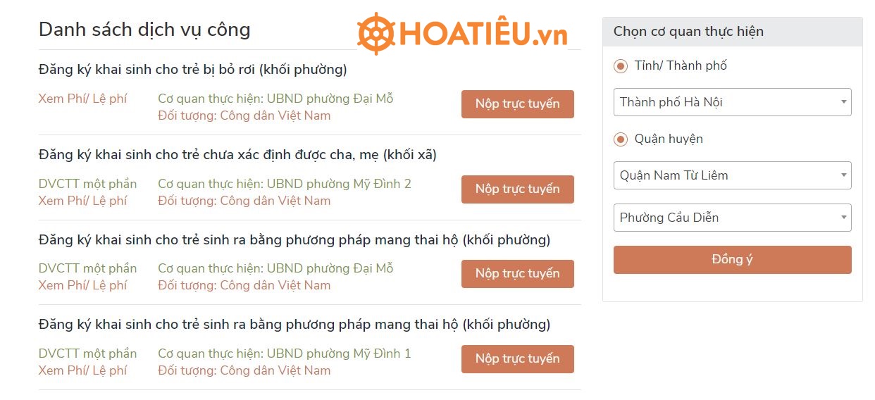Các bước đăng ký hộ tịch online