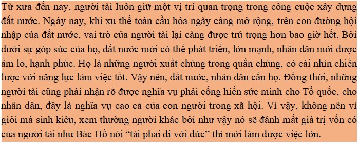 Người có tài cần phát huy tài năng của mình để đóng góp cho cộng đồng