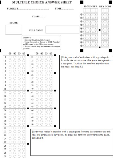Phiếu trả lời trắc nghiệm và tự luận