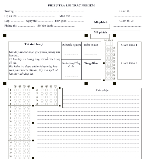 Phiếu tự luận kiểu mới