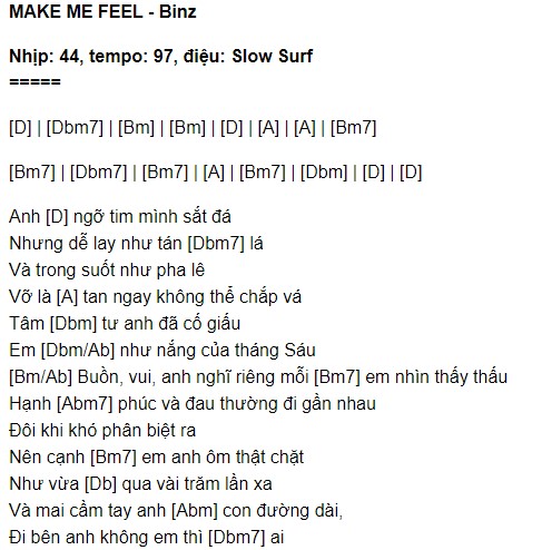 Hợp âm Make Me Feel Binz