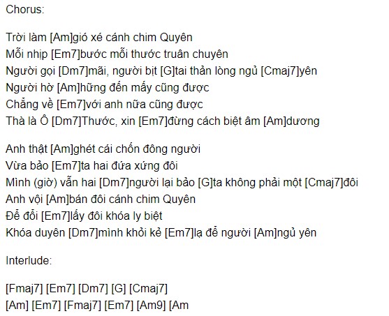 Khóa Ly Biệt hợp âm chuẩn