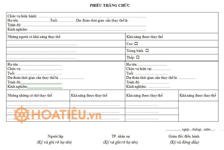 Mẫu phiếu thăng chức