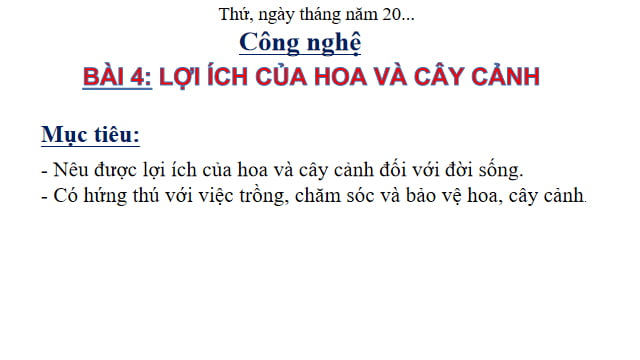 Giáo án PPT môn Công nghệ lớp 4 Cánh diều