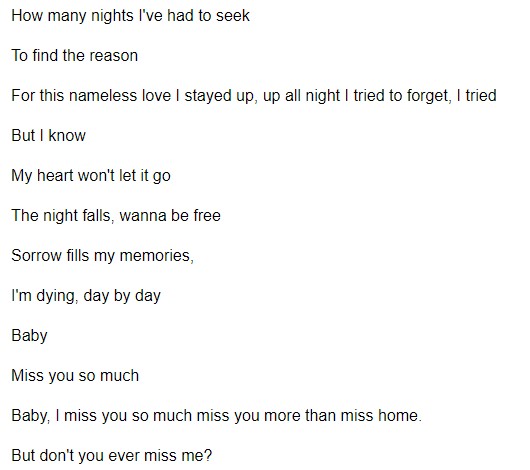 Cắt đôi nỗi sầu Tiếng Anh Lời bài hát 