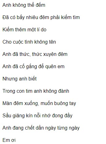 Cắt đôi nỗi sầu Lời bài hát