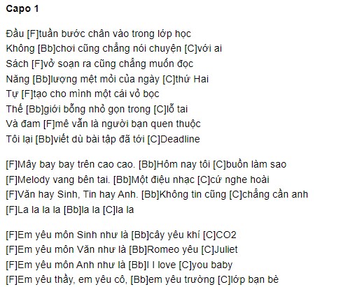 Hợp âm Em yêu thầy cô trường lớp bạn bè