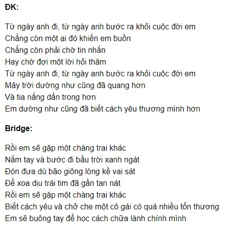 Rồi Em Sẽ Gặp Một Chàng Trai Khác Lyric