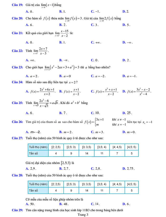 Đề thi cuối kì 1 Toán 11 có đáp án KNTT