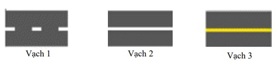 Vạch kẻ đường nào sau đây là vạch phân chia hai chiều xe chạy (vạch tim đường), xe không được lấn làn, không được đè lên vạch?