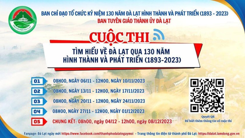 Đáp án thi trực tuyến Tìm hiểu về Đà Lạt qua 130 năm hình thành và phát triển