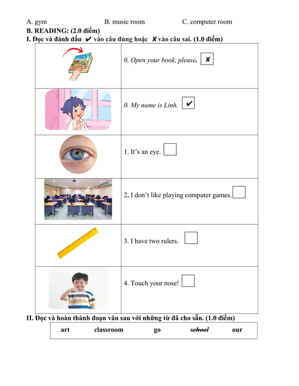  Đề thi Tiếng Anh lớp 3 HK1 