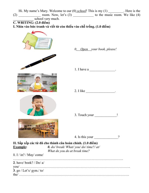  Đề kiểm tra Tiếng Anh lớp 3 học kì 1 