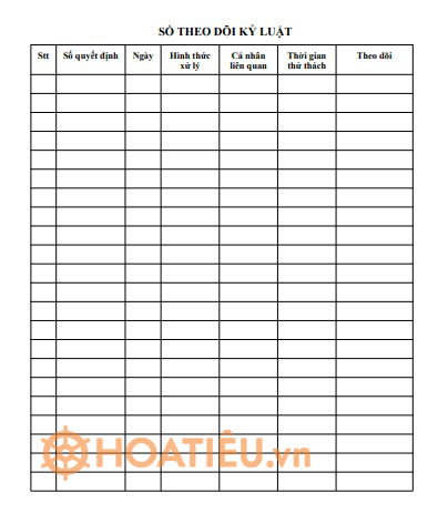 Mẫu sổ theo dõi kỷ luật