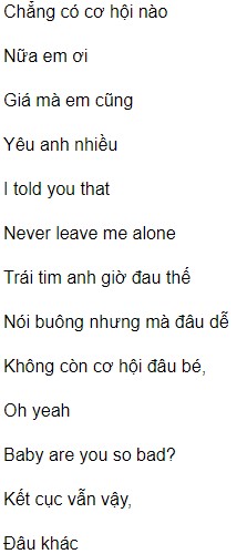 Lần này thì anh chịu đựng thua thiệt em rồi Rhyder lyric