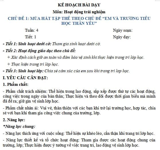 Giáo án Hoạt động trải nghiệm 3 Chân trời sáng tạo