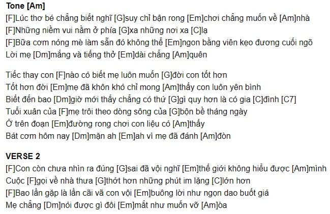 Hợp âm Bát Cơm Mặn