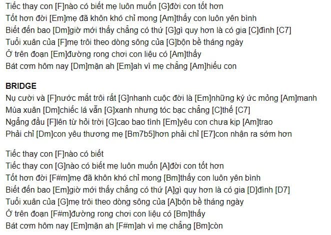 Bát Cơm Mặn Hợp âm 