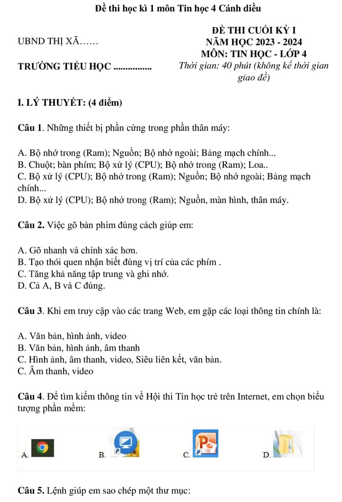 de thi tin hoc lop 4 hoc ki 1 canh dieu 1*355386