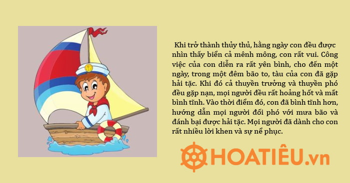 Đóng vai người con trai, kể cho người bố nghe về hành trình trên biển của mình