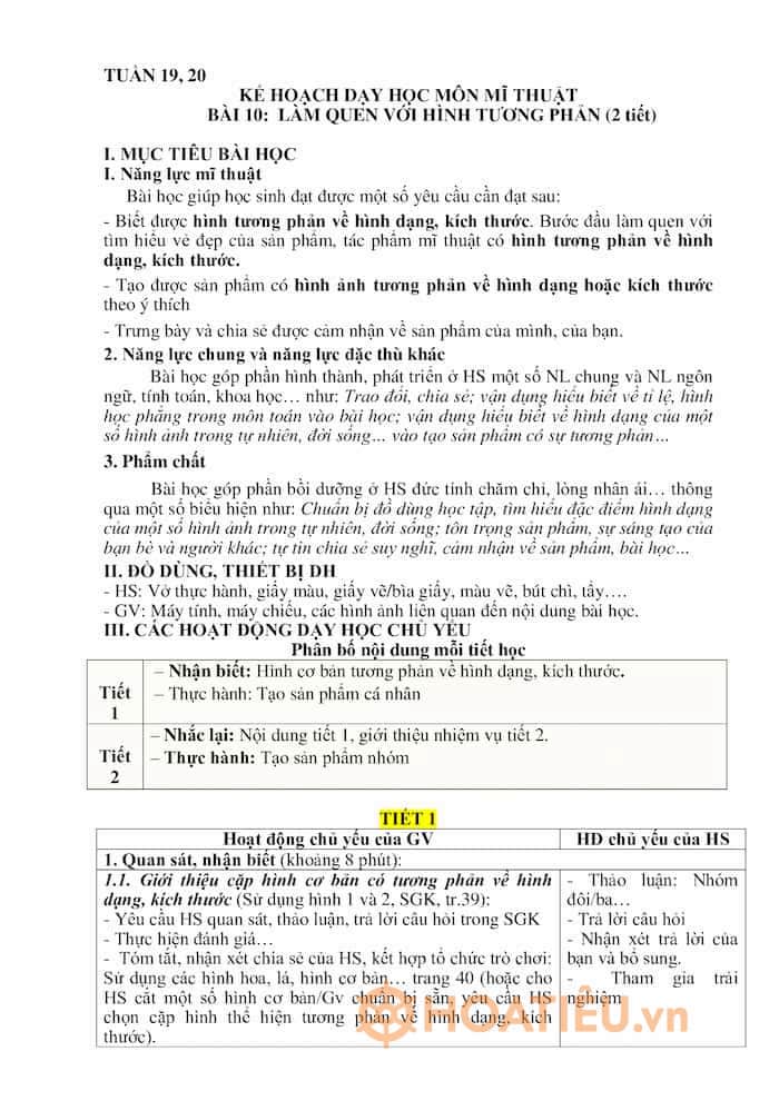 Giáo án Mĩ thuật lớp 3 Cánh Diều