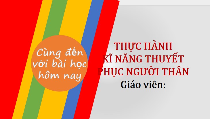 Giáo án PPt thao giảng HĐTN 8 Thực hành kĩ năng thuyết phục người thân