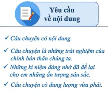 Yêu cầu về nội dung bài văn kể lại một trải nghiệm của bản thân