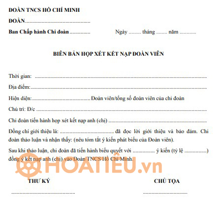 Mẫu biên bản họp xét kết nạp đoàn viên