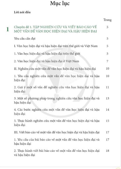 Nội dung SGK chuyên đề Ngữ văn 12 bộ Cánh Diều