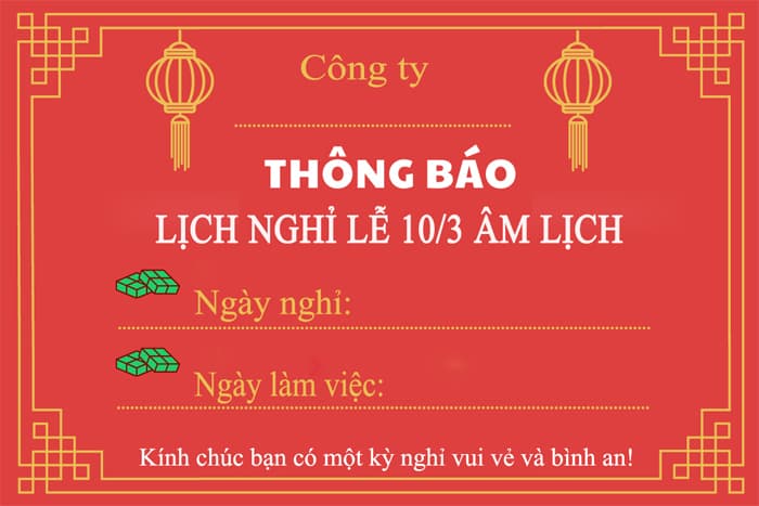 Banner thông báo nghỉ lễ Giỗ tổ Hùng Vương 10/3 nội bộ công ty