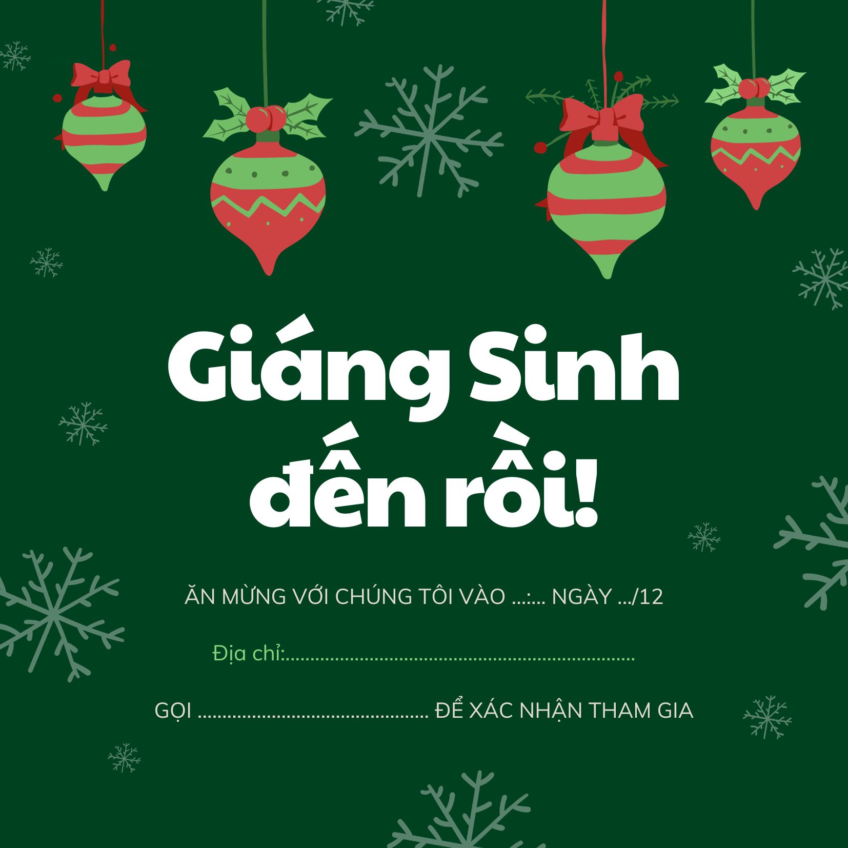 Giấy mời dự tiệc Giáng sinh đẹp